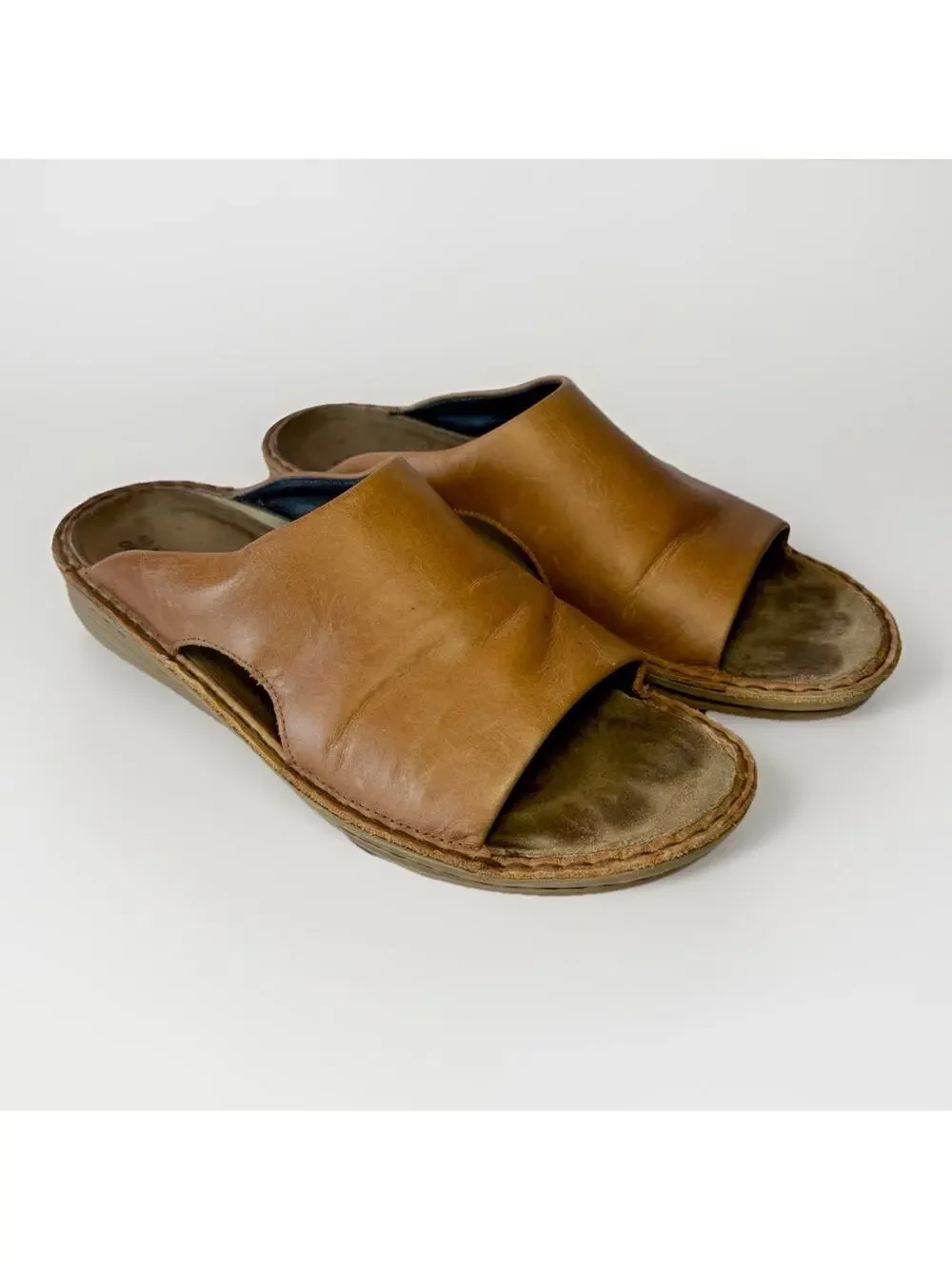 NAOT Ardisia Women's Latte Brown Leather Open Toe Slide Sandals Size 40 (US 9)